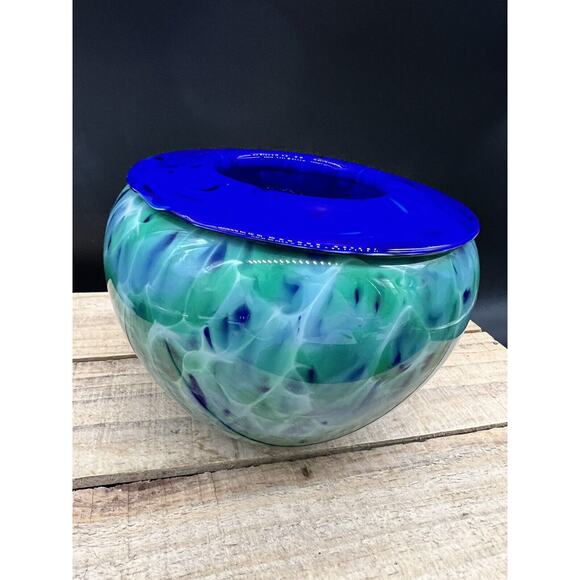 Wimberley Glassworks Art Glass Bowl Vase WGW Hand Blown 2005 Signed - Picture 6 of 10